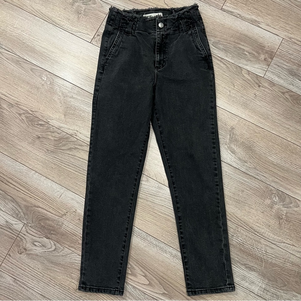 GARAGE High-Waisted Black Jeans | Distressed Rough Edge Waist | Women Size 01